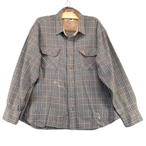 Shelter Bay by Arrow Men's Button-Up Shirt Shacket Multi XL Plaid Vintage